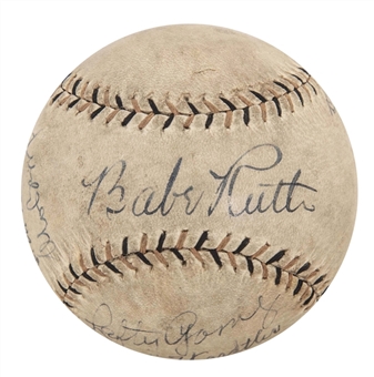 1934 Tour of Japan Multi Signed Baseball With 12 Signatures Including Babe Ruth (Beckett)